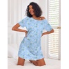 image:imageEkouaer Nightgowns for Women Cotton Sleep Shirt Short Sleeve Night Shirt  Crew Neck Night Gown Soft Sleepwear Casual T Shirt Pajama Dress Short Lounge Dress Pullover Loungewear for Daily SleepBlue Flowers