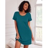 image:imageEkouaer Nightgowns for Women Cotton Sleep Shirt Short Sleeve Night Shirt  Crew Neck Night Gown Soft Sleepwear Casual T Shirt Pajama Dress Short Lounge Dress Pullover Loungewear for Daily SleepBlue