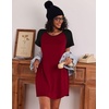 image:imageEkouaer Nightgowns for Women Cotton Sleep Shirt Short Sleeve Night Shirt  Crew Neck Night Gown Soft Sleepwear Casual T Shirt Pajama Dress Short Lounge Dress Pullover Loungewear for Daily SleepWine Red