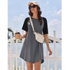 image:imageEkouaer Nightgowns for Women Cotton Sleep Shirt Short Sleeve Night Shirt  Crew Neck Night Gown Soft Sleepwear Casual T Shirt Pajama Dress Short Lounge Dress Pullover Loungewear for Daily SleepDark Grey