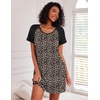 image:imageEkouaer Nightgowns for Women Cotton Sleep Shirt Short Sleeve Night Shirt  Crew Neck Night Gown Soft Sleepwear Casual T Shirt Pajama Dress Short Lounge Dress Pullover Loungewear for Daily SleepLeopard Print