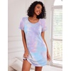 image:imageEkouaer Nightgowns for Women Cotton Sleep Shirt Short Sleeve Night Shirt  Crew Neck Night Gown Soft Sleepwear Casual T Shirt Pajama Dress Short Lounge Dress Pullover Loungewear for Daily SleepPurple Tie Dye
