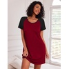 image:imageEkouaer Nightgowns for Women Cotton Sleep Shirt Short Sleeve Night Shirt  Crew Neck Night Gown Soft Sleepwear Casual T Shirt Pajama Dress Short Lounge Dress Pullover Loungewear for Daily SleepWine Red