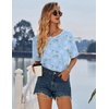 image:imageEkouaer Nightgowns for Women Cotton Sleep Shirt Short Sleeve Night Shirt  Crew Neck Night Gown Soft Sleepwear Casual T Shirt Pajama Dress Short Lounge Dress Pullover Loungewear for Daily SleepBlue Flowers