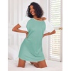 image:imageEkouaer Nightgowns for Women Cotton Sleep Shirt Short Sleeve Night Shirt  Crew Neck Night Gown Soft Sleepwear Casual T Shirt Pajama Dress Short Lounge Dress Pullover Loungewear for Daily SleepGreen