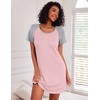 image:imageEkouaer Nightgowns for Women Cotton Sleep Shirt Short Sleeve Night Shirt  Crew Neck Night Gown Soft Sleepwear Casual T Shirt Pajama Dress Short Lounge Dress Pullover Loungewear for Daily SleepLight Pink