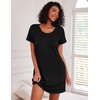 image:imageEkouaer Nightgowns for Women Cotton Sleep Shirt Short Sleeve Night Shirt  Crew Neck Night Gown Soft Sleepwear Casual T Shirt Pajama Dress Short Lounge Dress Pullover Loungewear for Daily SleepBlack