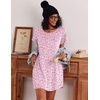 image:imageEkouaer Nightgowns for Women Cotton Sleep Shirt Short Sleeve Night Shirt  Crew Neck Night Gown Soft Sleepwear Casual T Shirt Pajama Dress Short Lounge Dress Pullover Loungewear for Daily SleepPink Floral