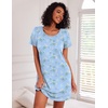 image:imageEkouaer Nightgowns for Women Cotton Sleep Shirt Short Sleeve Night Shirt  Crew Neck Night Gown Soft Sleepwear Casual T Shirt Pajama Dress Short Lounge Dress Pullover Loungewear for Daily SleepBlue Flowers