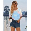 image:imageEkouaer Nightgowns for Women Cotton Sleep Shirt Short Sleeve Night Shirt  Crew Neck Night Gown Soft Sleepwear Casual T Shirt Pajama Dress Short Lounge Dress Pullover Loungewear for Daily SleepPink Tie Dye