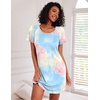 image:imageEkouaer Nightgowns for Women Cotton Sleep Shirt Short Sleeve Night Shirt  Crew Neck Night Gown Soft Sleepwear Casual T Shirt Pajama Dress Short Lounge Dress Pullover Loungewear for Daily SleepPink Tie Dye