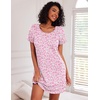 image:imageEkouaer Nightgowns for Women Cotton Sleep Shirt Short Sleeve Night Shirt  Crew Neck Night Gown Soft Sleepwear Casual T Shirt Pajama Dress Short Lounge Dress Pullover Loungewear for Daily SleepPink Floral