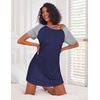 image:imageEkouaer Nightgowns for Women Cotton Sleep Shirt Short Sleeve Night Shirt  Crew Neck Night Gown Soft Sleepwear Casual T Shirt Pajama Dress Short Lounge Dress Pullover Loungewear for Daily SleepNavy Blue
