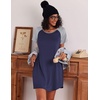 image:imageEkouaer Nightgowns for Women Cotton Sleep Shirt Short Sleeve Night Shirt  Crew Neck Night Gown Soft Sleepwear Casual T Shirt Pajama Dress Short Lounge Dress Pullover Loungewear for Daily SleepNavy Blue