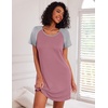 image:imageEkouaer Nightgowns for Women Cotton Sleep Shirt Short Sleeve Night Shirt  Crew Neck Night Gown Soft Sleepwear Casual T Shirt Pajama Dress Short Lounge Dress Pullover Loungewear for Daily SleepPeach Pink