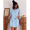 image:imageEkouaer Nightgowns for Women Cotton Sleep Shirt Short Sleeve Night Shirt  Crew Neck Night Gown Soft Sleepwear Casual T Shirt Pajama Dress Short Lounge Dress Pullover Loungewear for Daily SleepBlue Flowers