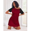 image:imageEkouaer Nightgowns for Women Cotton Sleep Shirt Short Sleeve Night Shirt  Crew Neck Night Gown Soft Sleepwear Casual T Shirt Pajama Dress Short Lounge Dress Pullover Loungewear for Daily SleepWine Red