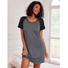 image:imageEkouaer Nightgowns for Women Cotton Sleep Shirt Short Sleeve Night Shirt  Crew Neck Night Gown Soft Sleepwear Casual T Shirt Pajama Dress Short Lounge Dress Pullover Loungewear for Daily SleepDark Grey
