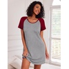 image:imageEkouaer Nightgowns for Women Cotton Sleep Shirt Short Sleeve Night Shirt  Crew Neck Night Gown Soft Sleepwear Casual T Shirt Pajama Dress Short Lounge Dress Pullover Loungewear for Daily SleepLight Grey