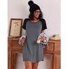 image:imageEkouaer Nightgowns for Women Cotton Sleep Shirt Short Sleeve Night Shirt  Crew Neck Night Gown Soft Sleepwear Casual T Shirt Pajama Dress Short Lounge Dress Pullover Loungewear for Daily SleepDark Grey
