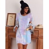 image:imageEkouaer Nightgowns for Women Cotton Sleep Shirt Short Sleeve Night Shirt  Crew Neck Night Gown Soft Sleepwear Casual T Shirt Pajama Dress Short Lounge Dress Pullover Loungewear for Daily SleepPurple Tie Dye