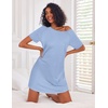 image:imageEkouaer Nightgowns for Women Cotton Sleep Shirt Short Sleeve Night Shirt  Crew Neck Night Gown Soft Sleepwear Casual T Shirt Pajama Dress Short Lounge Dress Pullover Loungewear for Daily SleepLight Blue