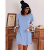 image:imageEkouaer Nightgowns for Women Cotton Sleep Shirt Short Sleeve Night Shirt  Crew Neck Night Gown Soft Sleepwear Casual T Shirt Pajama Dress Short Lounge Dress Pullover Loungewear for Daily SleepLight Blue