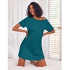 image:imageEkouaer Nightgowns for Women Cotton Sleep Shirt Short Sleeve Night Shirt  Crew Neck Night Gown Soft Sleepwear Casual T Shirt Pajama Dress Short Lounge Dress Pullover Loungewear for Daily SleepBlue