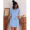 image:imageEkouaer Nightgowns for Women Cotton Sleep Shirt Short Sleeve Night Shirt  Crew Neck Night Gown Soft Sleepwear Casual T Shirt Pajama Dress Short Lounge Dress Pullover Loungewear for Daily SleepBlue Moon