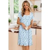 image:imageEkouaer Nightgowns for Women Short Sleeve Night Gowns Button Sleep Shirts  Short Sleeve Moo Moos with Pockets Lace Trim Sleep Dress Ruffles Night Dress Sweet Sleepwear Daily Sleep Garden DateBlue Floral