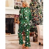 image:imageEkouaer Satin Pajama Set for Women Long Button Down Silk Pj with Ruffle  2 Piece Classic Sleepwear Notch Collar Soft Loungewear for Sleep Loung Wedding Bridal PartyChristmas Green