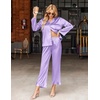 image:imageEkouaer Satin Pajama Set for Women Long Button Down Silk Pj with Ruffle  2 Piece Classic Sleepwear Notch Collar Soft Loungewear for Sleep Loung Wedding Bridal PartyLavender