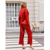 image:imageEkouaer Satin Pajama Set for Women Long Button Down Silk Pj with Ruffle  2 Piece Classic Sleepwear Notch Collar Soft Loungewear for Sleep Loung Wedding Bridal PartyRed