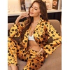 image:imageEkouaer Satin Pajama Set for Women Long Button Down Silk Pj with Ruffle  2 Piece Classic Sleepwear Notch Collar Soft Loungewear for Sleep Loung Wedding Bridal PartyHalloween
