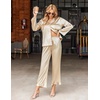 image:imageEkouaer Satin Pajama Set for Women Long Button Down Silk Pj with Ruffle  2 Piece Classic Sleepwear Notch Collar Soft Loungewear for Sleep Loung Wedding Bridal PartyChampagne
