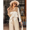 image:imageEkouaer Satin Pajama Set for Women Long Button Down Silk Pj with Ruffle  2 Piece Classic Sleepwear Notch Collar Soft Loungewear for Sleep Loung Wedding Bridal PartyChampagne
