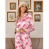 image:imageEkouaer Satin Pajama Set for Women Long Button Down Silk Pj with Ruffle  2 Piece Classic Sleepwear Notch Collar Soft Loungewear for Sleep Loung Wedding Bridal PartyBow