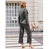 image:imageEkouaer Satin Pajama Set for Women Long Button Down Silk Pj with Ruffle  2 Piece Classic Sleepwear Notch Collar Soft Loungewear for Sleep Loung Wedding Bridal PartyDeep Grey