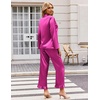image:imageEkouaer Satin Pajama Set for Women Long Button Down Silk Pj with Ruffle  2 Piece Classic Sleepwear Notch Collar Soft Loungewear for Sleep Loung Wedding Bridal PartyRose