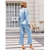 image:imageEkouaer Satin Pajama Set for Women Long Button Down Silk Pj with Ruffle  2 Piece Classic Sleepwear Notch Collar Soft Loungewear for Sleep Loung Wedding Bridal PartyClear Blue