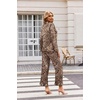 image:imageEkouaer Satin Pajama Set for Women Long Button Down Silk Pj with Ruffle  2 Piece Classic Sleepwear Notch Collar Soft Loungewear for Sleep Loung Wedding Bridal PartyBrown Leopard
