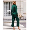 image:imageEkouaer Satin Pajama Set for Women Long Button Down Silk Pj with Ruffle  2 Piece Classic Sleepwear Notch Collar Soft Loungewear for Sleep Loung Wedding Bridal PartyGreen