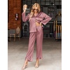image:imageEkouaer Satin Pajama Set for Women Long Button Down Silk Pj with Ruffle  2 Piece Classic Sleepwear Notch Collar Soft Loungewear for Sleep Loung Wedding Bridal PartyLotus Color
