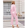 image:imageEkouaer Satin Pajama Set for Women Long Button Down Silk Pj with Ruffle  2 Piece Classic Sleepwear Notch Collar Soft Loungewear for Sleep Loung Wedding Bridal PartyPink Striped