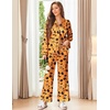 image:imageEkouaer Satin Pajama Set for Women Long Button Down Silk Pj with Ruffle  2 Piece Classic Sleepwear Notch Collar Soft Loungewear for Sleep Loung Wedding Bridal PartyHalloween