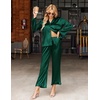 image:imageEkouaer Satin Pajama Set for Women Long Button Down Silk Pj with Ruffle  2 Piece Classic Sleepwear Notch Collar Soft Loungewear for Sleep Loung Wedding Bridal PartyGreen