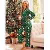 image:imageEkouaer Satin Pajama Set for Women Long Button Down Silk Pj with Ruffle  2 Piece Classic Sleepwear Notch Collar Soft Loungewear for Sleep Loung Wedding Bridal PartyChristmas Green