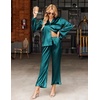 image:imageEkouaer Satin Pajama Set for Women Long Button Down Silk Pj with Ruffle  2 Piece Classic Sleepwear Notch Collar Soft Loungewear for Sleep Loung Wedding Bridal PartyBlue Green