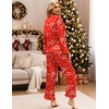 image:imageEkouaer Satin Pajama Set for Women Long Button Down Silk Pj with Ruffle  2 Piece Classic Sleepwear Notch Collar Soft Loungewear for Sleep Loung Wedding Bridal PartyChristmas Red
