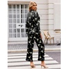 image:imageEkouaer Satin Pajama Set for Women Long Button Down Silk Pj with Ruffle  2 Piece Classic Sleepwear Notch Collar Soft Loungewear for Sleep Loung Wedding Bridal PartyBlack Martini Drinks